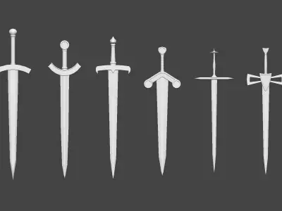 30 Low poly medieval fantasy sword melee weapons IMM brush 3D model
