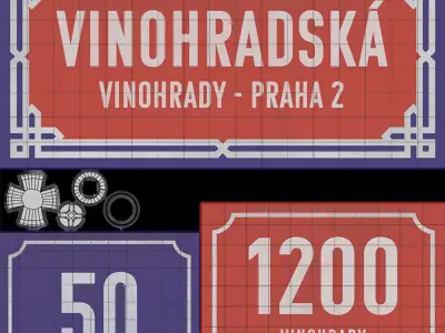 Prague Street Signs 3D model