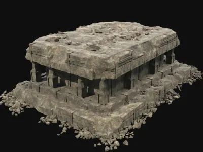 ANCIENT TEMPLE RUINS AZTEC MAYAN INCA PLATFORM RUIN COLLECTION Low-poly 3D model