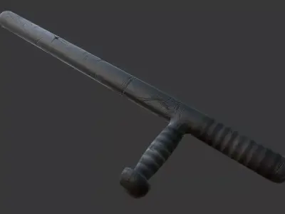 Rough Police Baton Game-Ready Low-poly 3D model