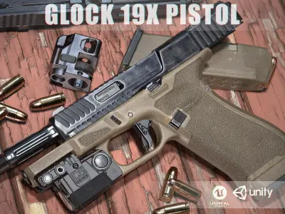 Glock 19x Low-poly 3D model