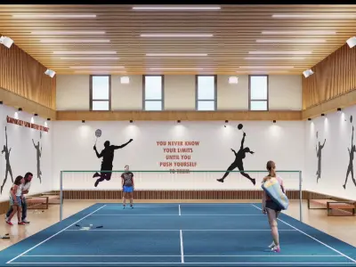 Indoor Badminton and Tennis Court 3D Model Low-poly 3D model