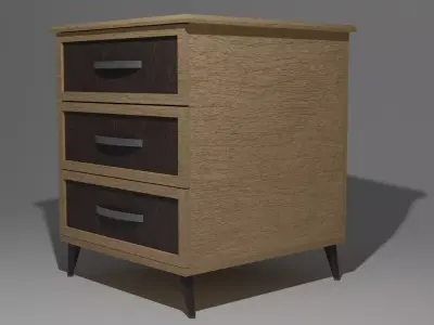 Nightstand - LowPoly bedside table with three drawers Free low-poly 3D model