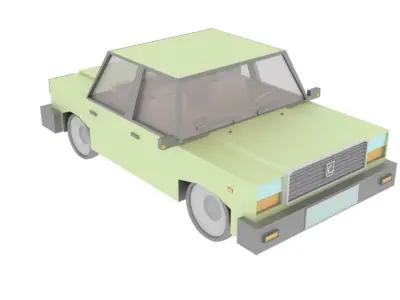 Cartoon Green Car Free low-poly 3D model
