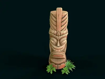 Stylized Wood Totem 4 Low-poly 3D model