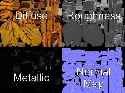 Golden Mechanical Wasp model pack Low-poly 3D model