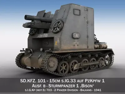 Sturmpanzer 1 - Bison - Alter Fritz - 2PzDiv 3D model