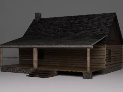 Forest Cabin with Porch Free 3D model
