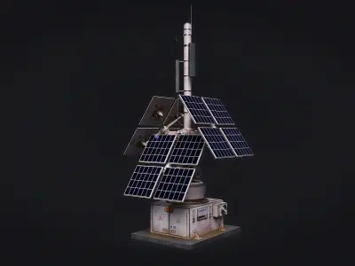 Space Craft Solar Panels Mars Colony Spaceship Collection Pack Low-poly 3D model