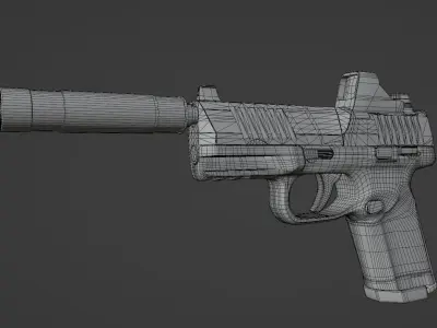 Umarex fn 502 with silencer Low-poly 3D model