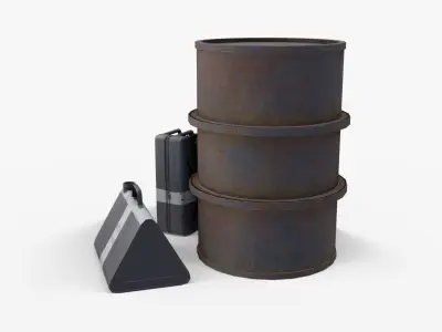 WW2 Water Storage Assets 02 Low-poly 3D model