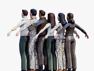 Air Force Soldiers - Animated and Rigged Low-poly 3D model