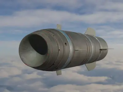 Rocket missile flying in sky Low-poly 3D model