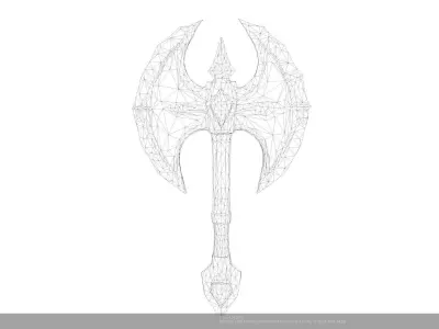 Stylized Infernal Battle Axe - AI Low-poly 3D model