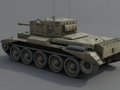 Cromwell V Cruiser tank Low-poly 3D model