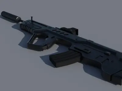 IWI Tavor TAR-21 EOTech and Suppressor  Low-poly 3D model
