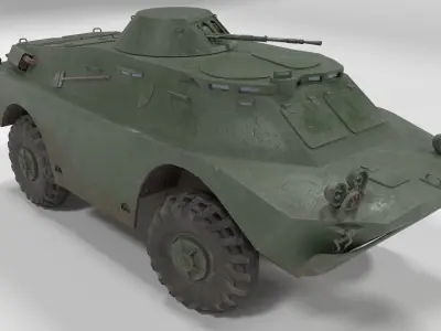 Low poly BRDM-2 russian armoured vehicle Low-poly 3D model