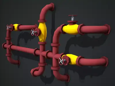Industrial Pipes Modular - Low Poly Game Ready Low-poly 3D model