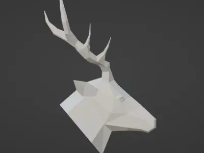 Low poly Deer Head Free low-poly 3D model