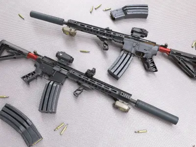 Custom Colt M4A1 assault rifle Low-poly 3D model