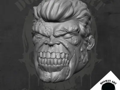 Hulk Zombie head for 6 inch Action Figures 3D print model