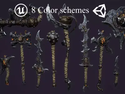 Fantasy brute weapons Low-poly 3D model