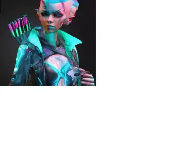 Hyper-Realistic Cyberpunk Elf Archer - 155mm Mini 3D print model