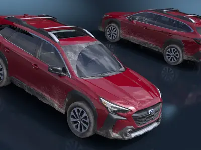 2025 Subaru Outback Crimson Red Dirty 3D model
