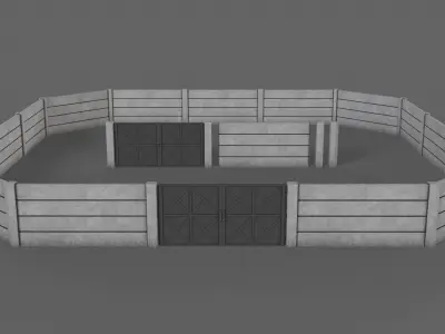 PBR Gate and Wall 1 Low-poly 3D model