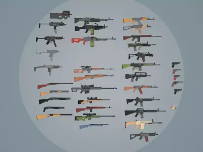 LOW POLY BIG GUN PACK Free low-poly 3D model