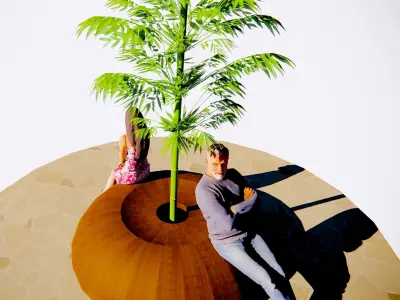 Designer public bench 3D model