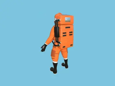 Astronaut Outfit 03 - Orange - Character Design Fashion Low-poly 3D model
