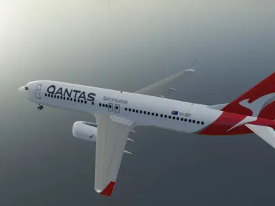 Qantas Boeing 737-800 low poly 3D Model with cockpit Low-poly 3D model