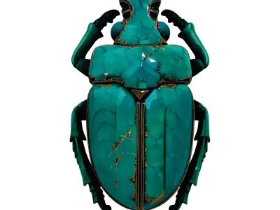 Realistic Turquoise Scarab Beetle 3D Model Low-poly 3D model