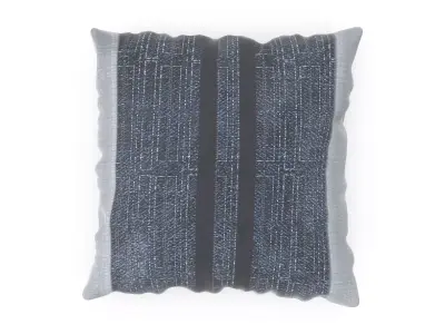 Batik Linear Blue Square Pillow Free 3D model