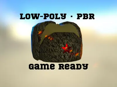 Soviet military hat with earflaps pbr game ready Low-poly 3D model