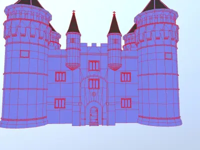 Medieval French Castle Keep Low-poly 3D model