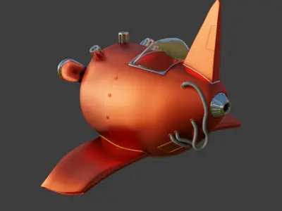 airplane orange submarine Low-poly 3D model