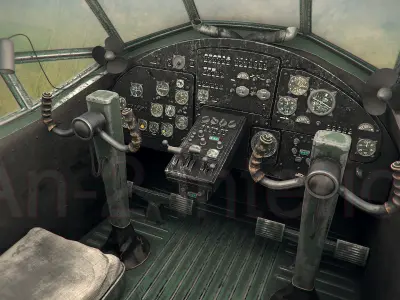An-2 Antonov Airplane Interior PBR Low-poly 3D model