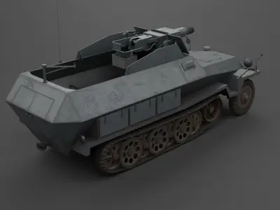 SdKfz 251-9 Stummel Infantry Support Vehicle Low-poly 3D model