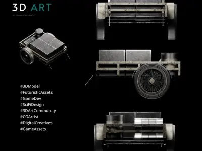 Futuristic cart transport 3d assets V6 Low-poly 3D model