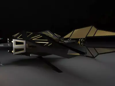 Futuristic Stealth Spacecraft Black Gold Sci-Fi Fighter 3D model