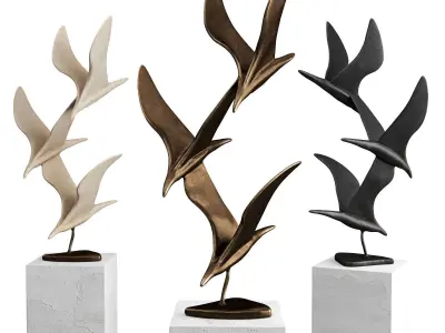 Birds modern art Low-poly 3D model