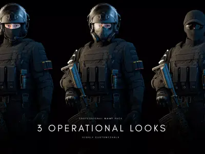 Game-Ready Modular Rigged SWAT  Low-poly 3D model