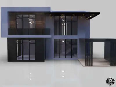 Modern Building House Low-poly 3D model