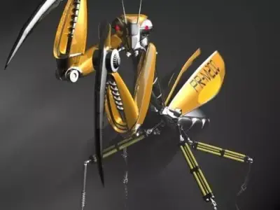 Praying Mantis Robot RIGGED Low-poly 3D model