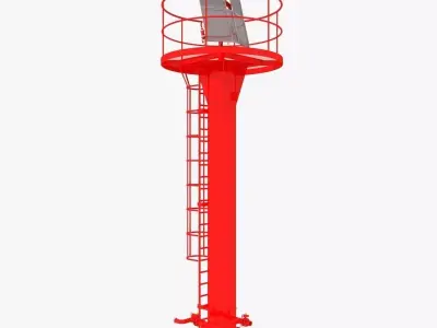 Armored Fire Tower With Fireman Water Spray 3D model