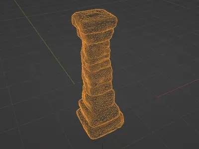 Pillar - Ancient Stone - Low-Poly Game-Ready Low-poly 3D model