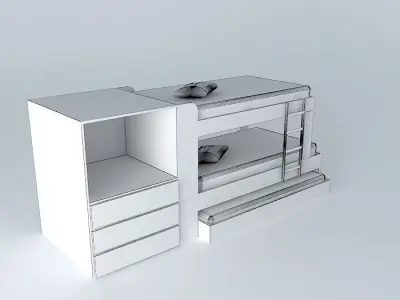 Bunk bed with auxiliary bed Free 3D model