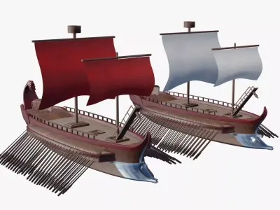 Trireme ancient ships Roman Greek 3D model
